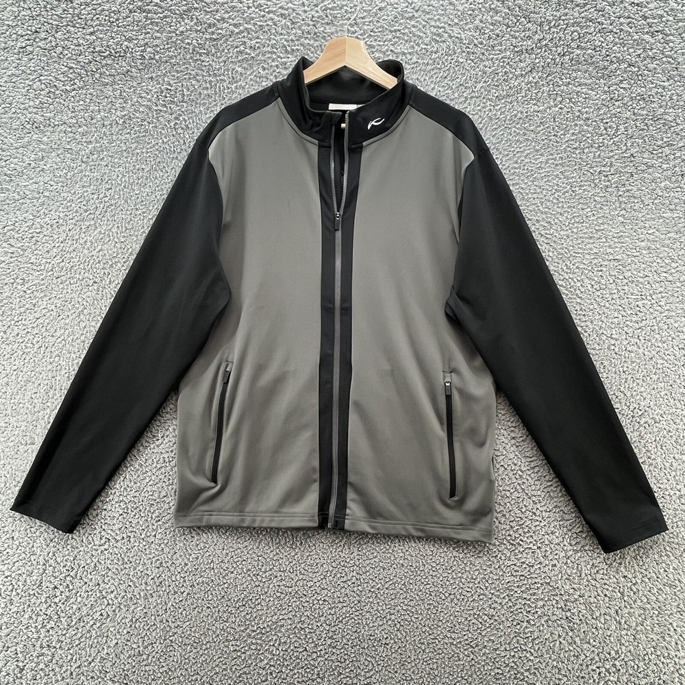 KJUS Jacket Mens XL Gray Black Mateo Full Zip Outdoor Track Lightweight Pockets